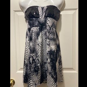 Snake Print Strapless Dress